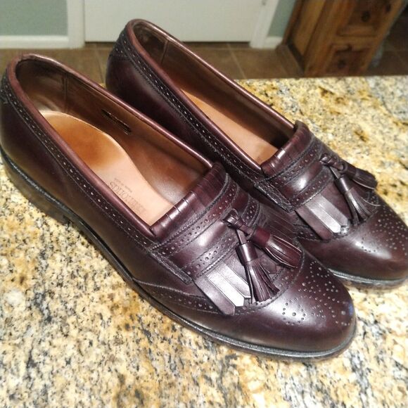 Allen Edmonds Bridgeton Men's Leather Tassel Loafers Burgundy Size 9.5 A 5079 - Picture 2 of 14